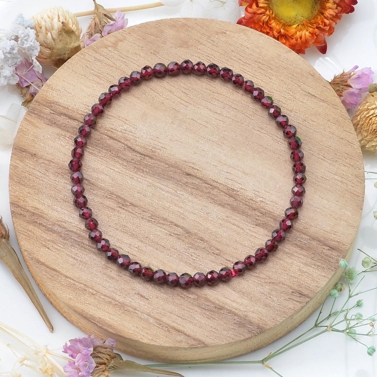 MASSIVE BEADS Natural Genuine Gemstone Beads Healing Crystal Chakra Reiki Jewelry Faceted Round Beads Bracelets (Garnet, 3mm)