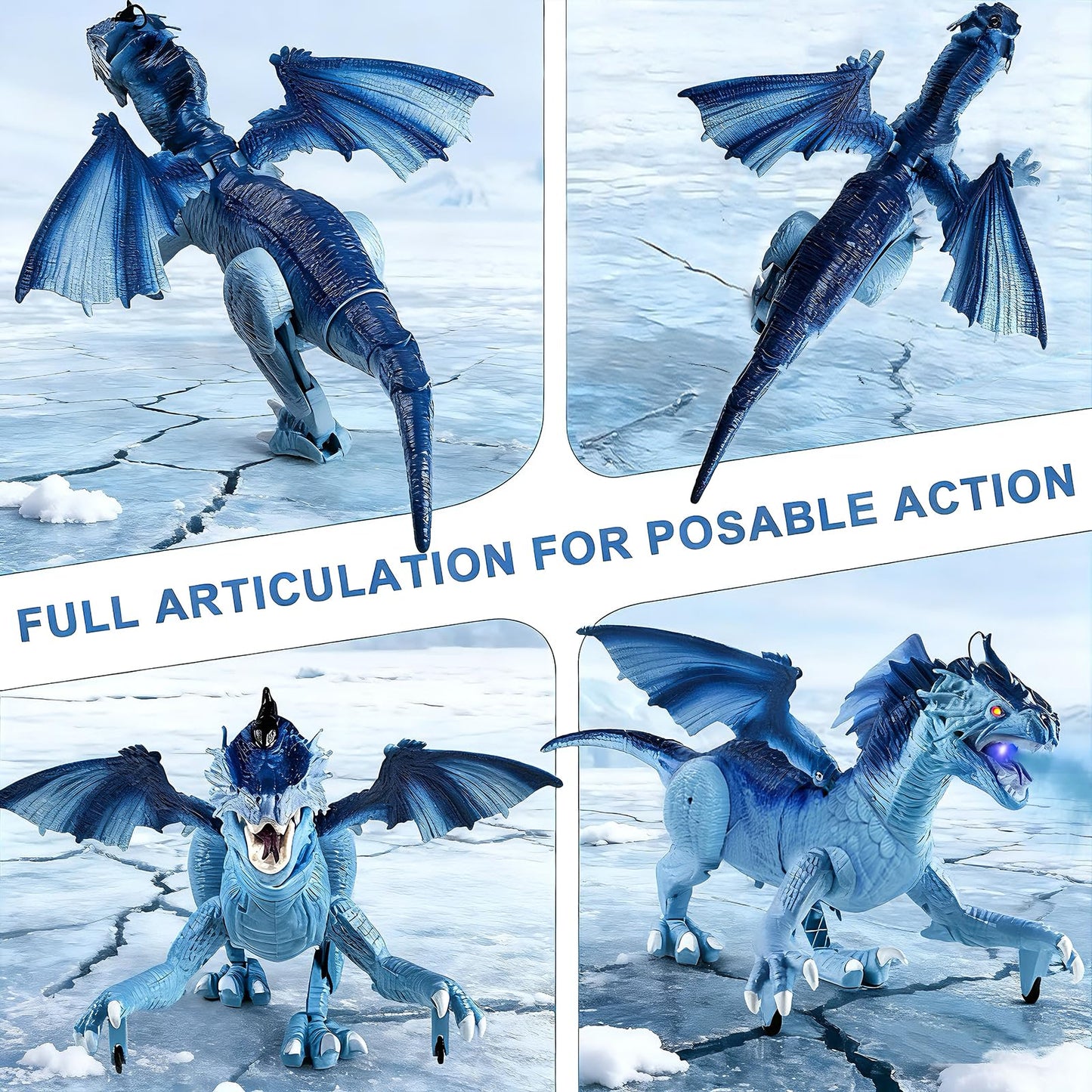 TALGIC Remote Control Dragon, Dragon for Kids with Spraying, Roaring, Swaying Head, Wings, Light-Up Interactive Robot Dinosaur Toys for Boys and Girls, Blue