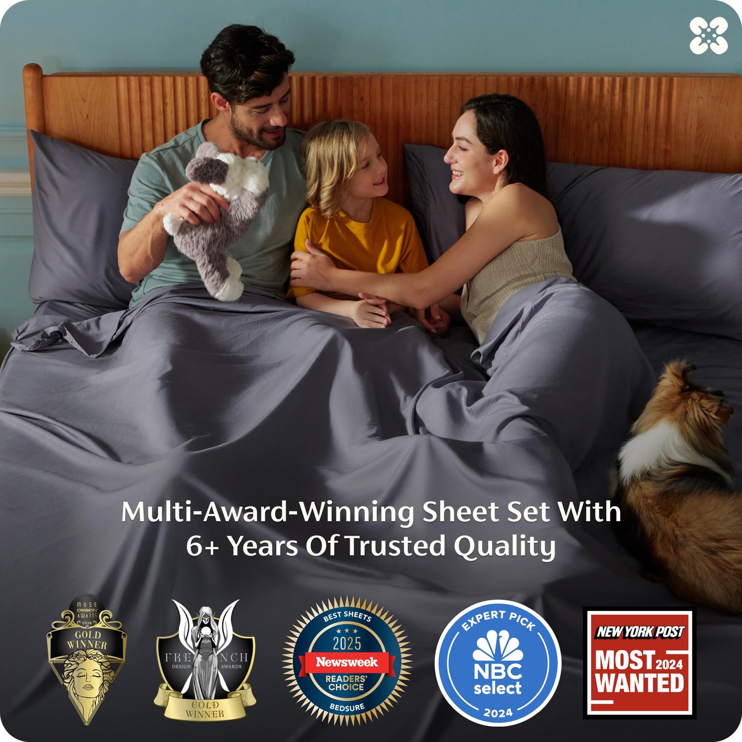 Bedsure Queen Sheet Set, Cooling Sheets for Queen Size Bed Set, Rayon Derived from Bamboo, PureWoven, Breathable & Soft, Deep Pocket Up to 16", Hotel Luxury Silky Bedding for Hot Sleepers, Dark Grey