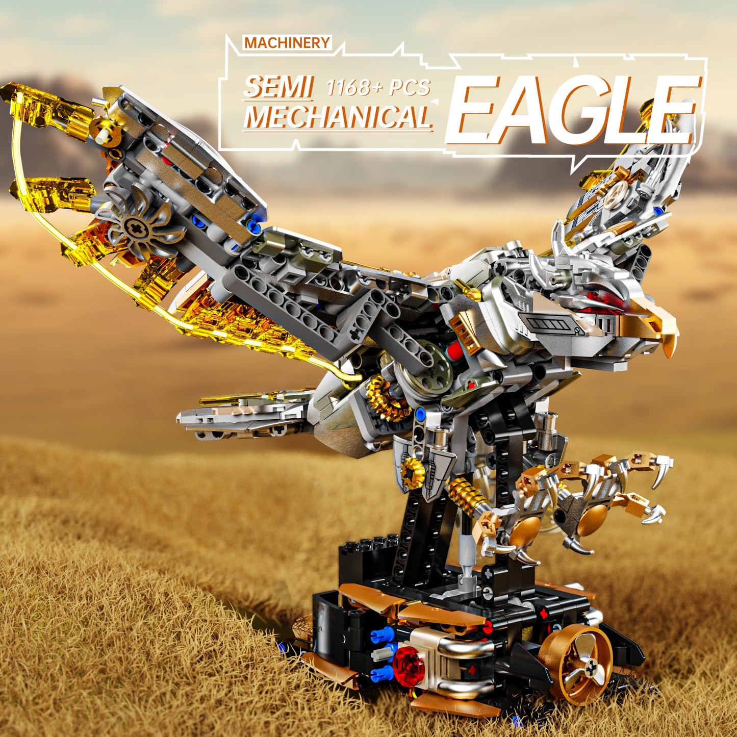 CSNRHG Mechanical Eagle Building Block Set 3D Poseable Model with Articulated Wings & Talons STEM Toy for Kids & Adults Ideal Gift for Engineering, Nature & Animal Lovers