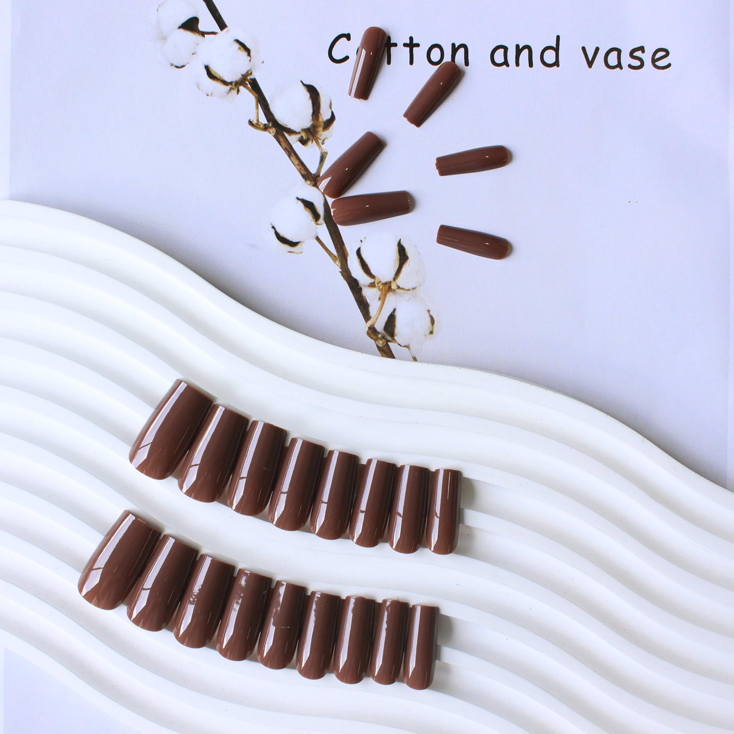 KQueenest Fall Press on Nails Long Medium Square, Dark Brown Fake Nails Medium Coffin, Glossy Sheer Coffee Brown Acrylic Nails Press ons, Reusable Soft Gel Glue on Nails for Women DIY Manicure