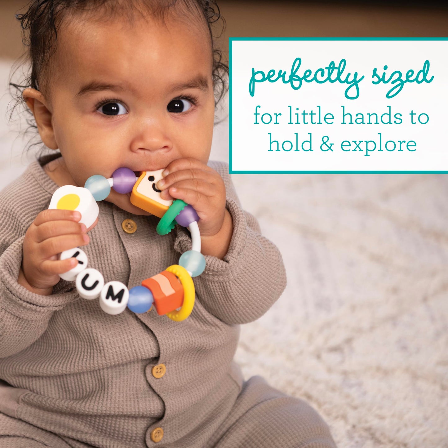 Infantino Friendship Baby Teethers, Soft Silicone Teething Toys, Sensory Textures, Easy to Grip, BPA-Free, Soothes Sore Gums, On-The-Go Travel Teethers, 3-Pack
