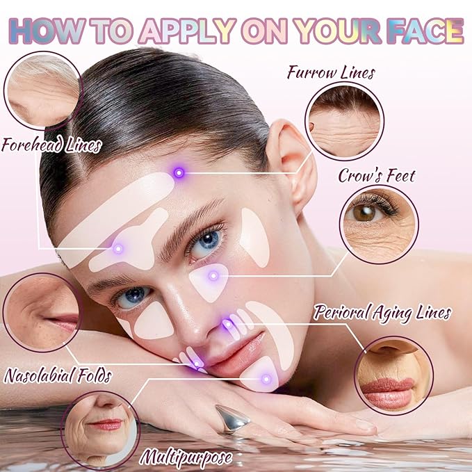 Facial Wrinkle Patches, 256 Pcs Overnight Silicone Forehead Wrinkle Patches, Anti-Aging Face Patches Remover to Fine Lines, Mouth, Frown Lines, Eyes, Smile Lines, Simple to Use And Highly Adhesive
