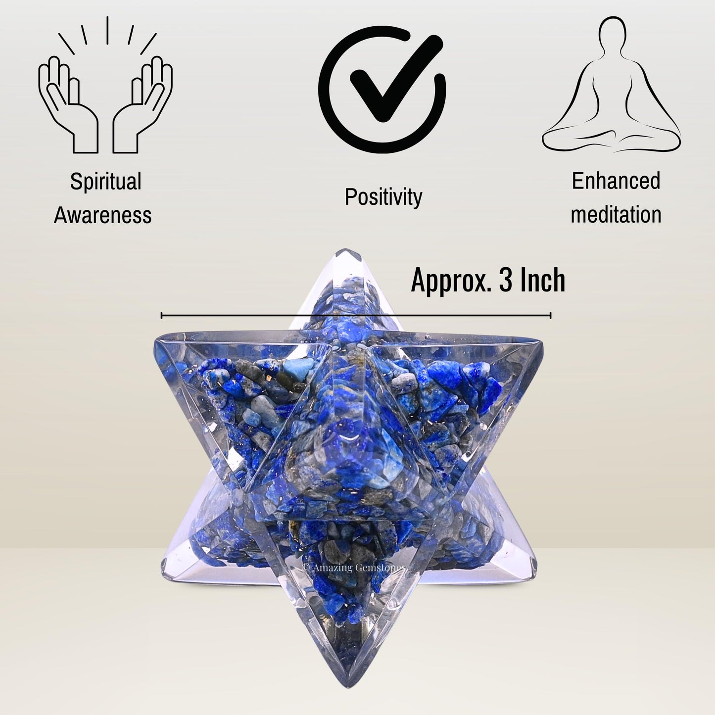 Amazing Gemstone 1 Pcs Lapis Lazuli Large Crystal Orgone Merkaba Star for Reiki Healing Meditation and Crystal Grid