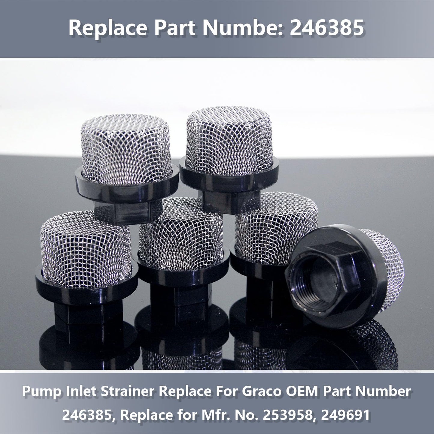 246385 Hose Inlet Strainer Filter Inlet Suction Strainer Mesh Filter for Graco 495 Ultra 395 390 Airless, for Wagner Spraytech Titan Paint Pumps (6 Packs)