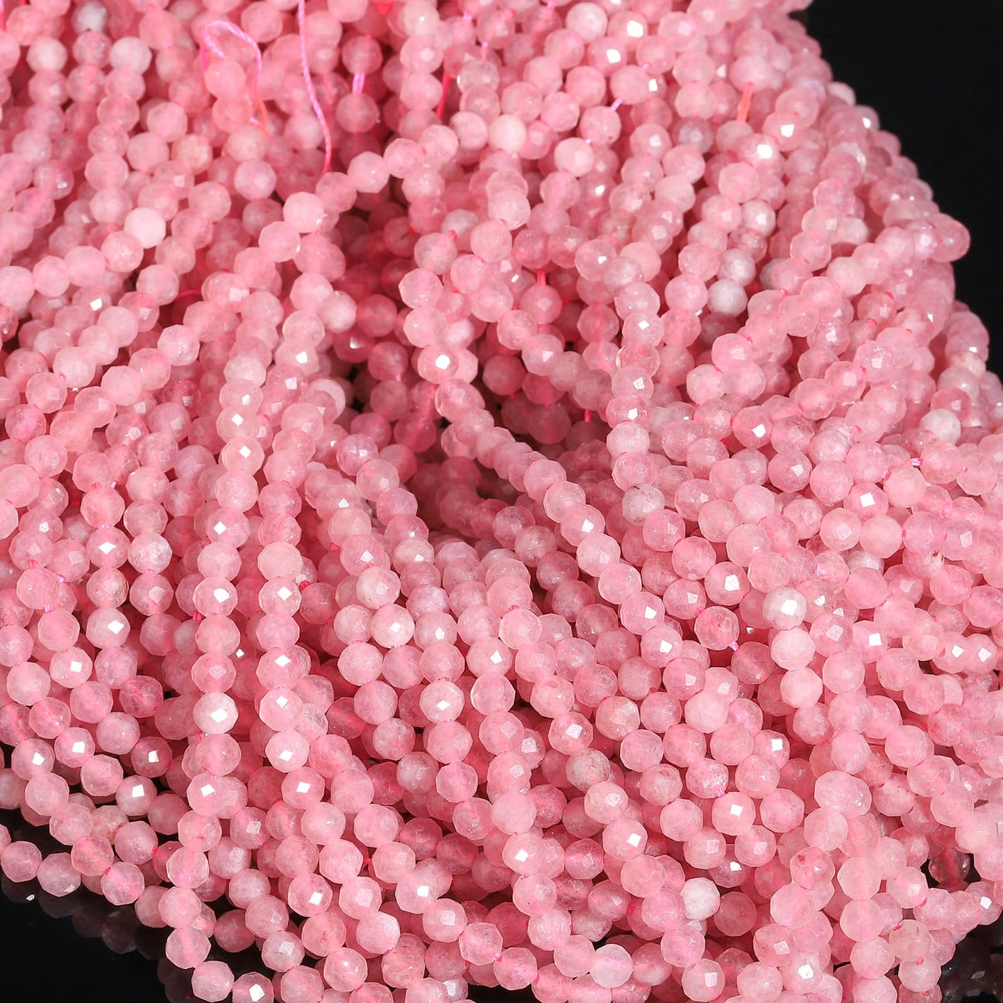 Song Xi 120pcs 3mm Natural Pink Tourmaline Gemstone Beads Faceted Round Loose Stone Beads for Jewelry Making (1 Strand)