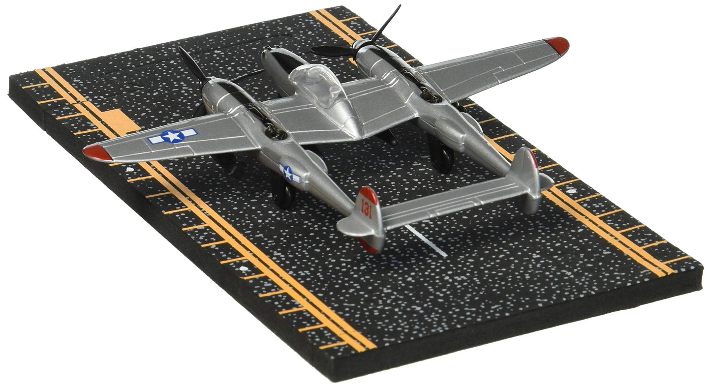 Hot Wings Planes P-38 Lightning with Connectible Runway Die Cast Plane, Grey Die Cast Plane in Aviation Museums Nationwide