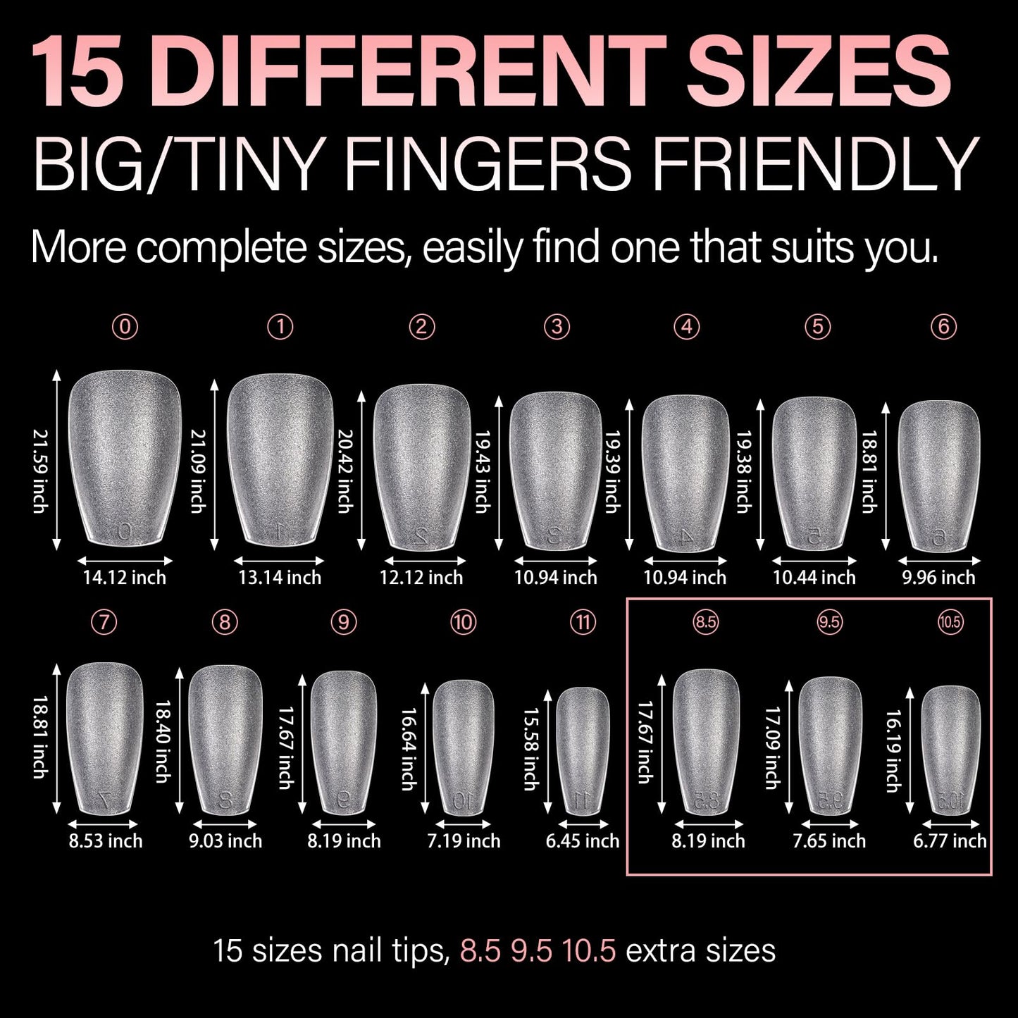 AILLSA Short Coffin Nail Tips 450PCS Full cover Double-sided Matte Gel Nail Tips Adhesion Pre-Shaped Press on Nails Tips for Home DIY Nail Arts Salon 15 Sizes