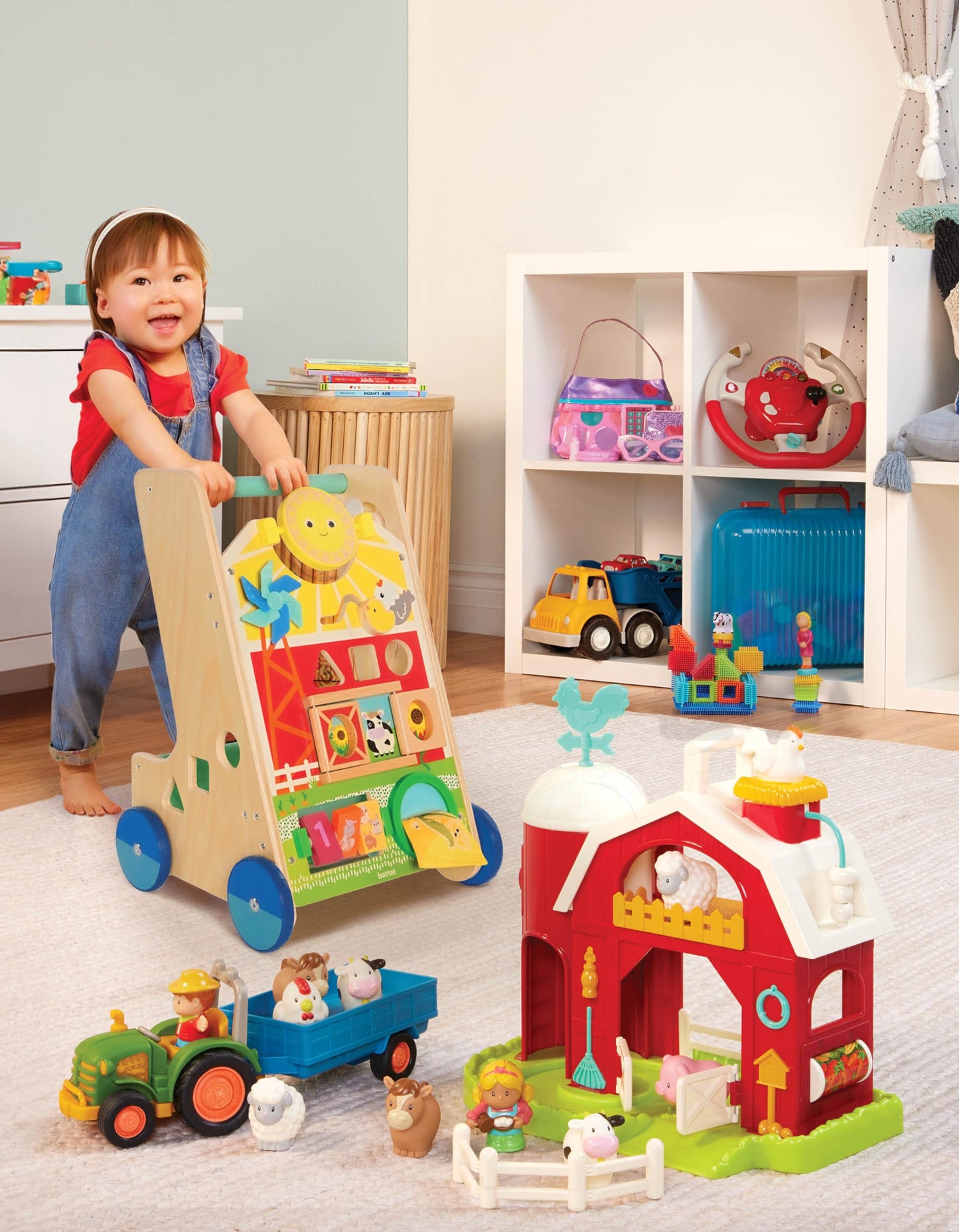 Battat – Wooden Activity Walker – 9 Educational Activities – Learning & Walking Toy for Toddlers – Stand, Push, Walk – 1 Year + – Farm Theme
