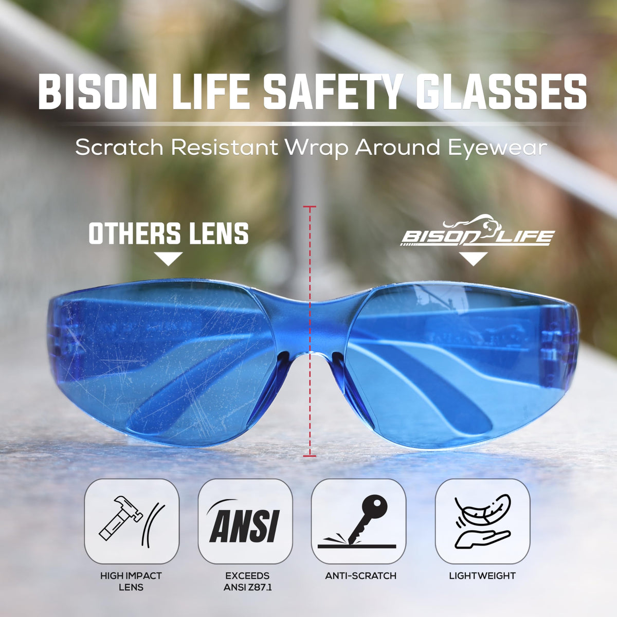 Blue Safety Glasses Bulk 6 Pack (6 Count)