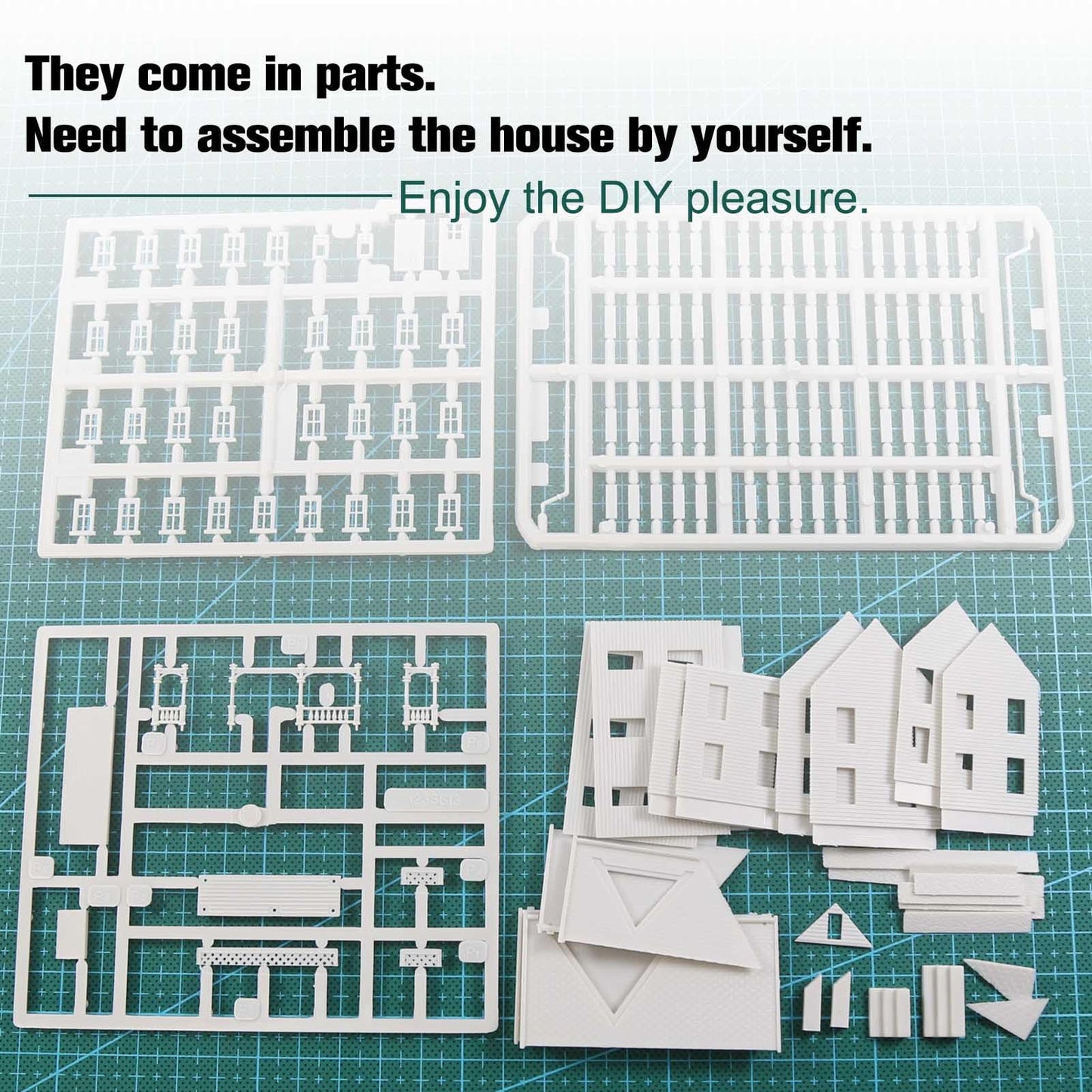 2PCS N Scale Model Blank Buidlings Kit Unassembled House for Model Train Layout Diorama JZN5885JJ (Two-story-2PCS)