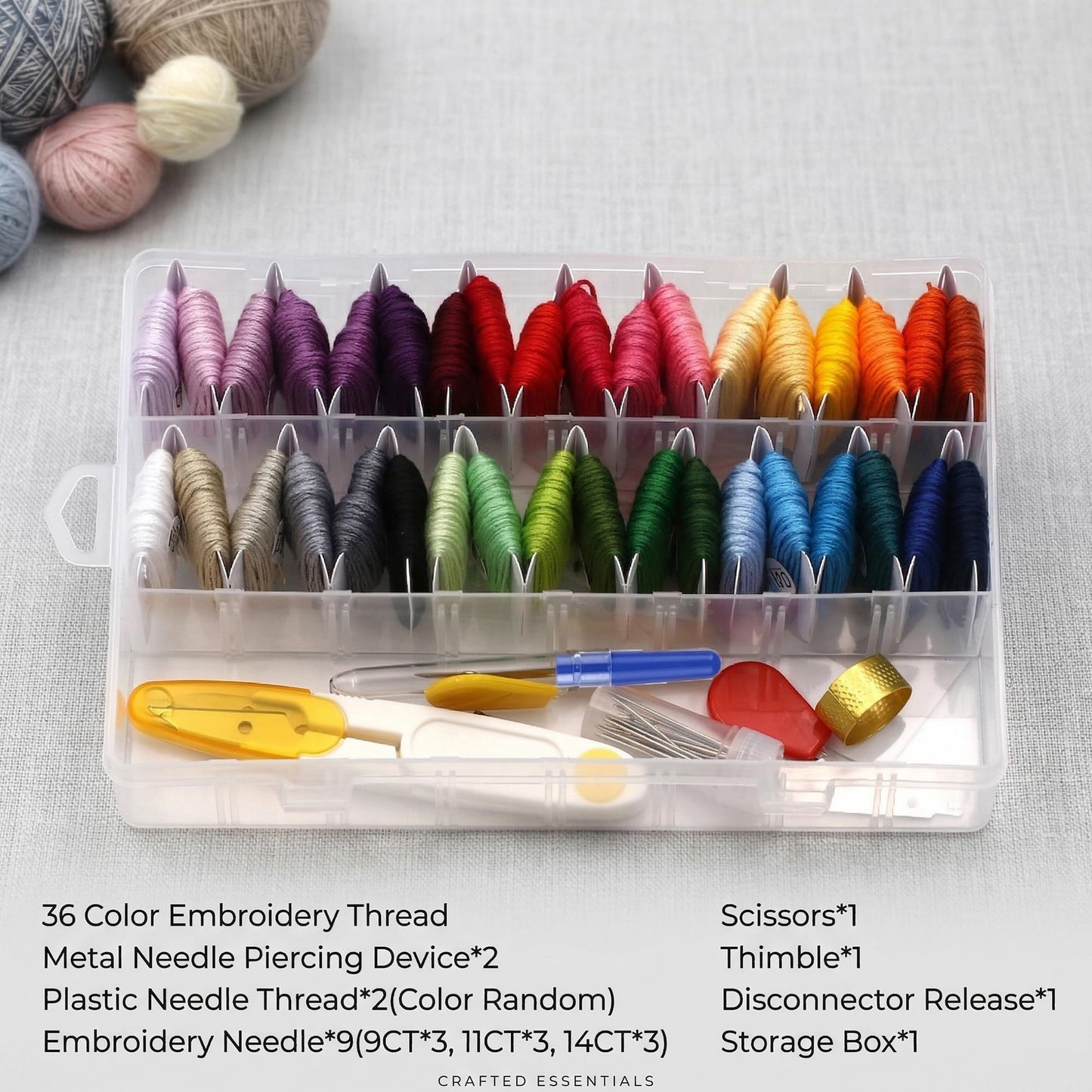 Huacan Embroidery Floss Kit with Storage Box 36 Colors Stitching Threads Sewing Kits 53 Pcs DIY Cross Stitch Accessories Set for Adults Beginner