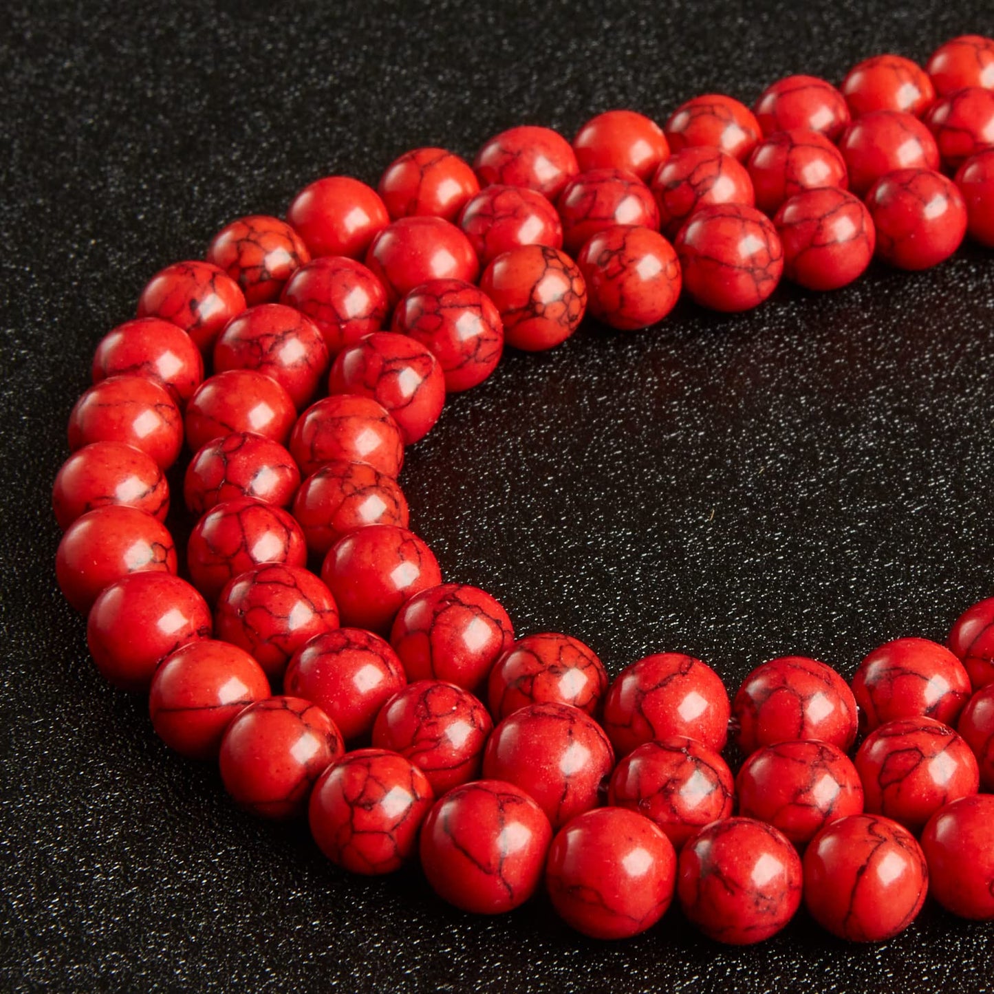 60pcs 6mm Red Turquoise Beads Natural Gemstone Beads Round Loose Beads for Jewelry Making