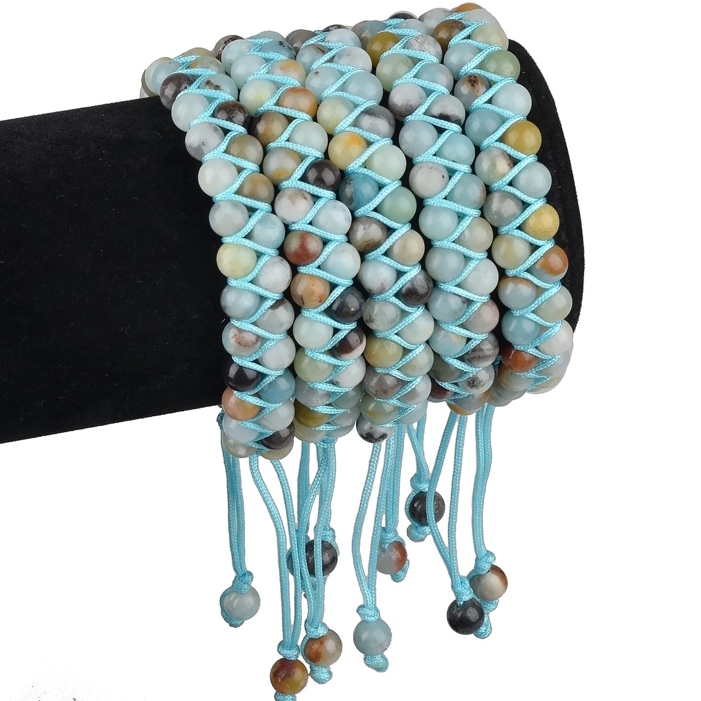 MASSIVE BEADS Double Layer Stone Chakra Healing Crystals Bracelet Yoga Beads Meditation Relax Anxiety Bangle for Unisex Women Men (Multicolor-Amazonite, 6mm)