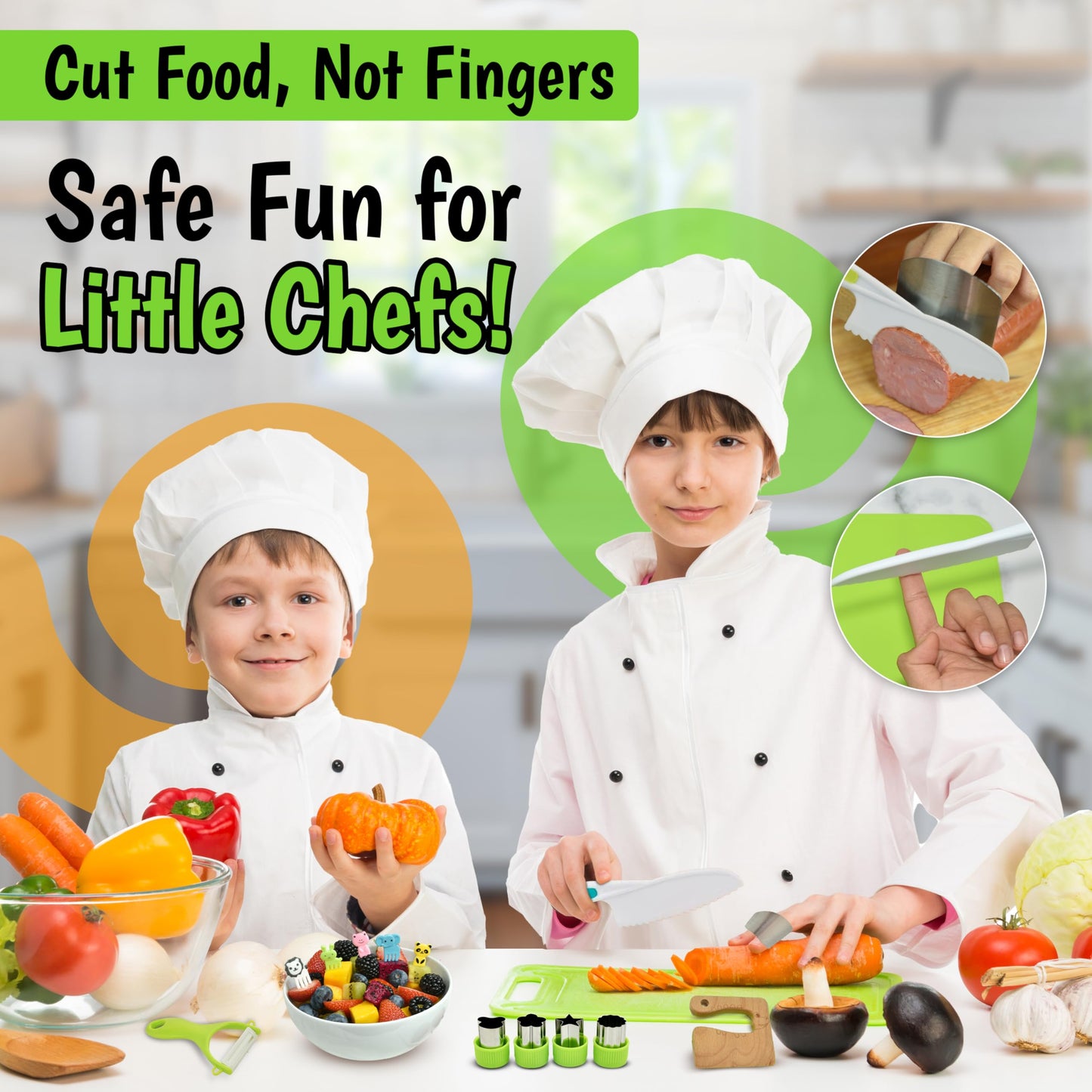 40-Pcs Kids Knife Set for Real Cooking, Toddler Cooking Set Montessori with Recipes Book, Toddler Kitchen Tools for Cooking, Kids Cooking Sets Real - Cutting Board and Knife Set