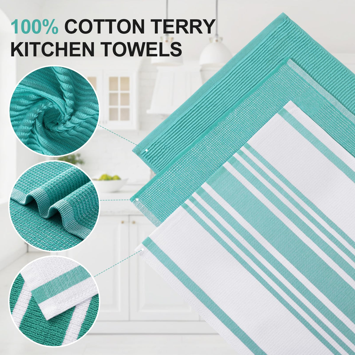 Cotton 380 GSM Premium Kitchen Towels (6 Count)