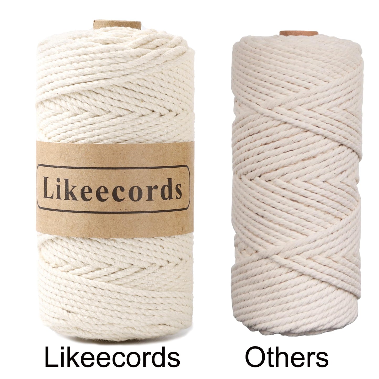 Likeecords 2 Rolls of Cotton Macrame Cord 3mm x 100m, 3 Strand Twisted, Macrame Rope, Macrame String Cotton Yarn, Macrame Yarn Craft Cord for Knitting Plant Hangers Christmas Décor (Terra Cotta)