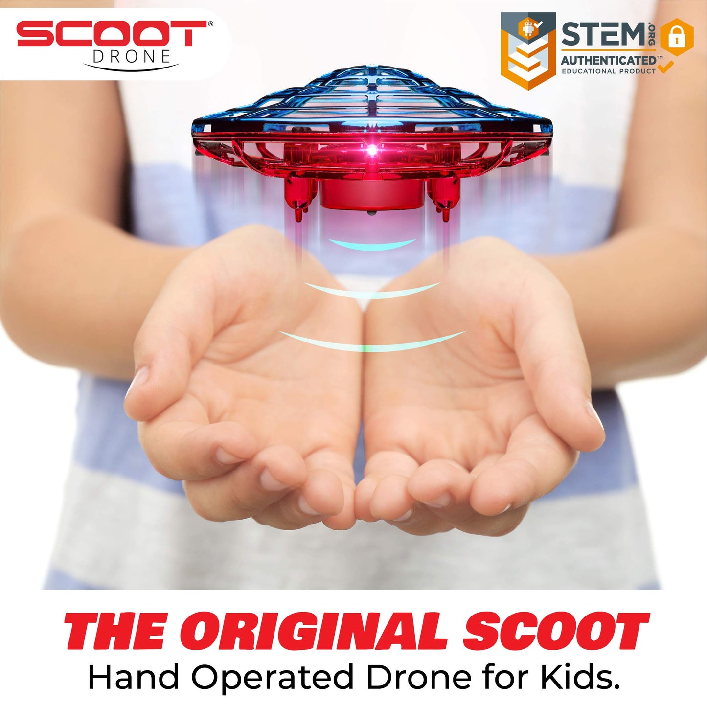 Force1 Scoot Combo Hand Operated Drone for Kids or Adults - Hands Free Motion Sensor Mini Drones, Easy LED Indoor Rechargeable UFO Flying Orb Ball Drone Toys for Boys and Girls (Red/Blue)