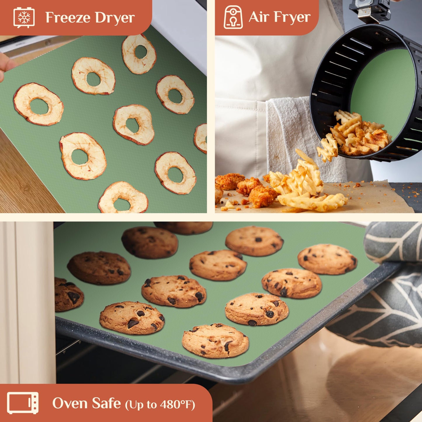 Silicone Baking Mat, 12 IN x 6 FT Free Cutting Baking Sheet,Non-Stick Reusable Dough & Pastry Mat,Non-Slip Silicone Mat Roll for Air Fryer Liner,Freeze Dryer,Oven Baking Pan,Kitchen Counter