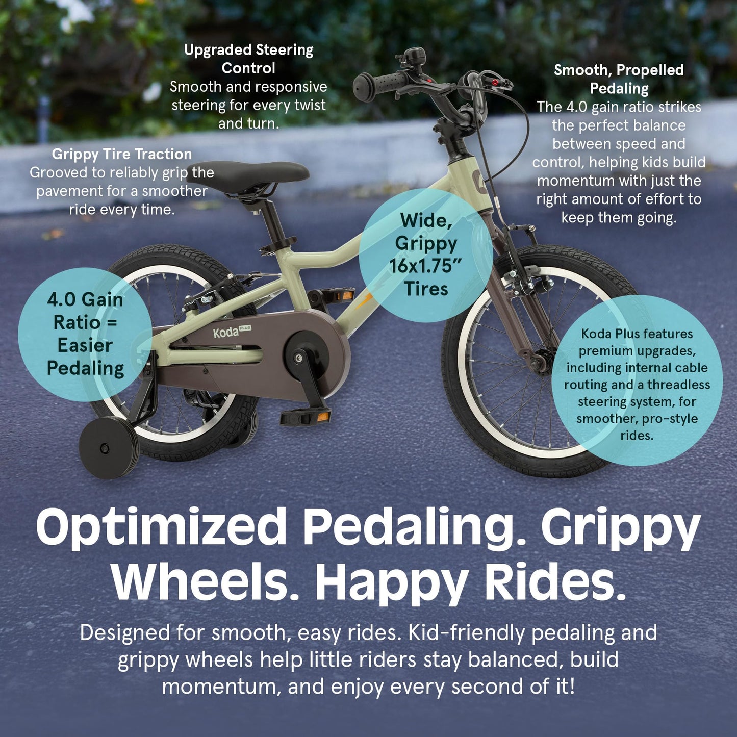 Retrospec Koda Plus 16in Kids Bike with Training Wheels - Adjustable Seat & Handlebars for Ages 4-6 - Lightweight 18.5lb Girls & Boys Bicycle with v-Brakes