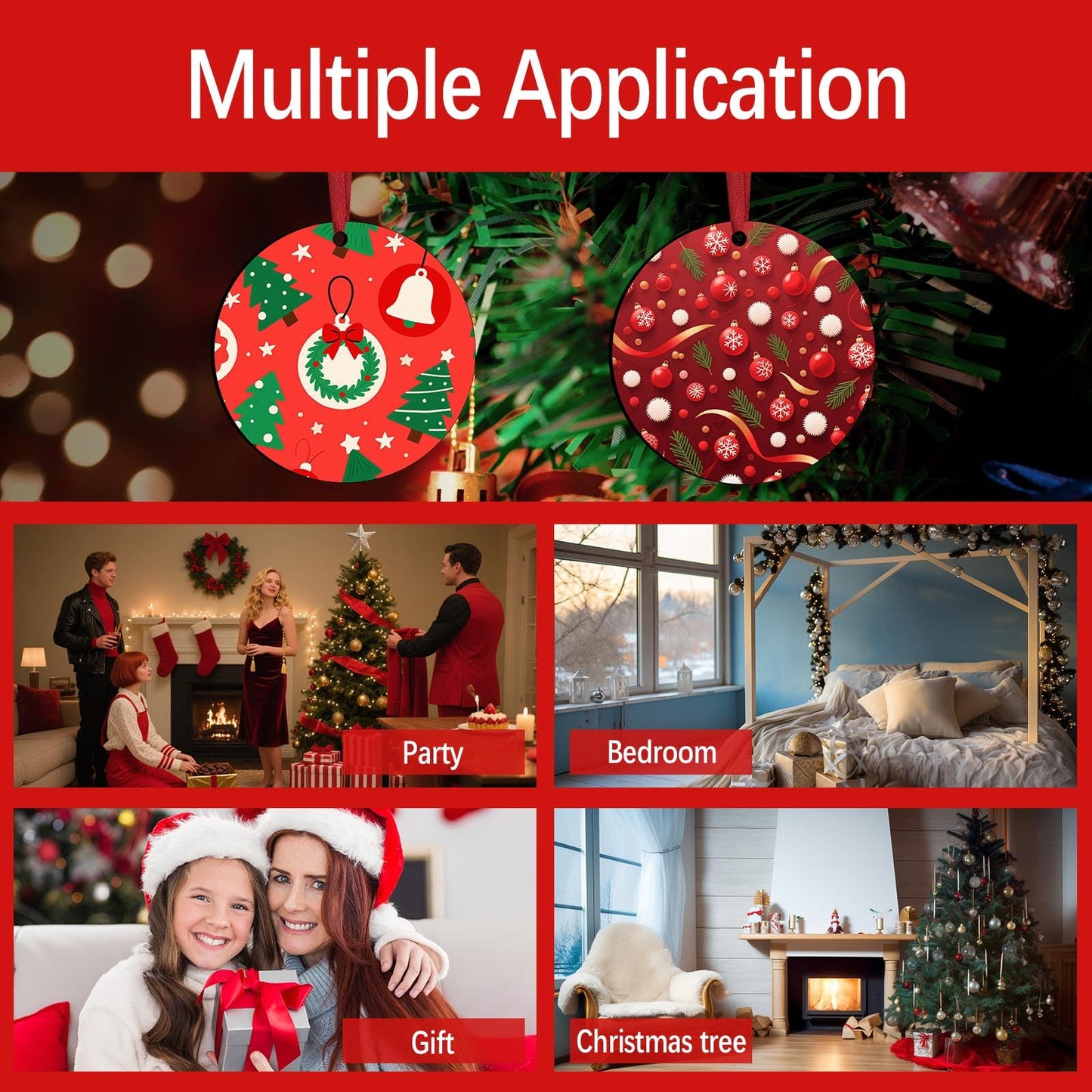45 Pcs Sublimation Ornament Blanks 3 Incn Round MDF Double Sided Sublimation Christmas Ornaments Blanks for Christmas Tree Decor Keychains Crafts