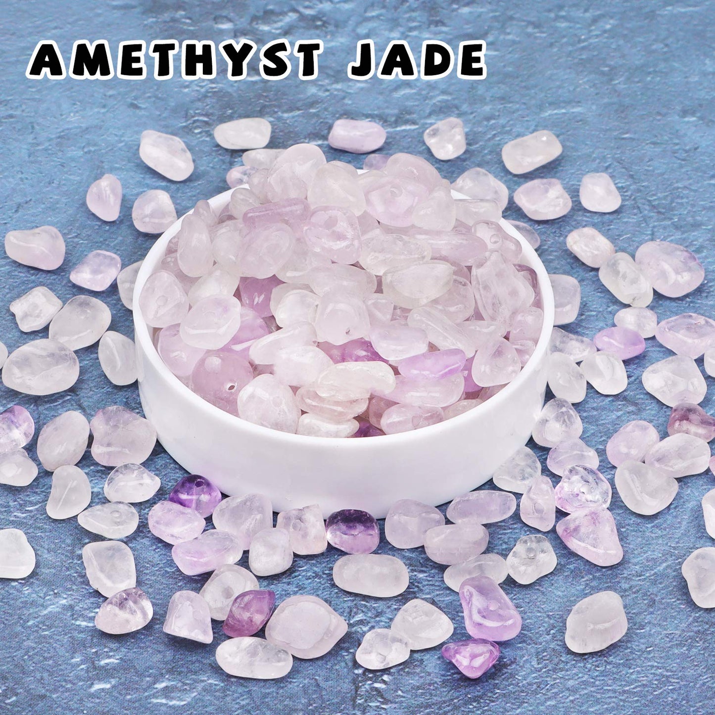 500 pcs Natural Chip Stone Beads, Amethyst Jade 5-8 mm Irregular Gemstones Healing Crystal Loose Rocks Bead Hole Drilled for Jewelry Making Bracelet