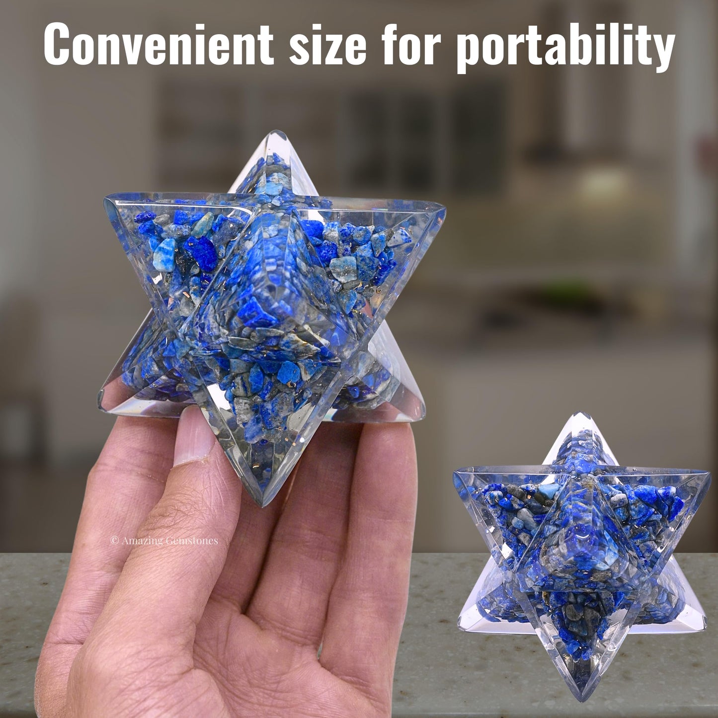 Amazing Gemstone 1 Pcs Lapis Lazuli Large Crystal Orgone Merkaba Star for Reiki Healing Meditation and Crystal Grid