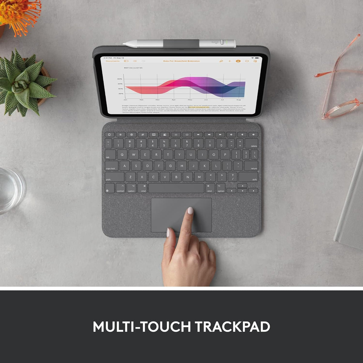 Logitech Combo Touch iPad 10th Gen Case, Detachable Keyboard, Large Precision Trackpad, Backlit Keyboard, Smart Connector - Oxford Gray