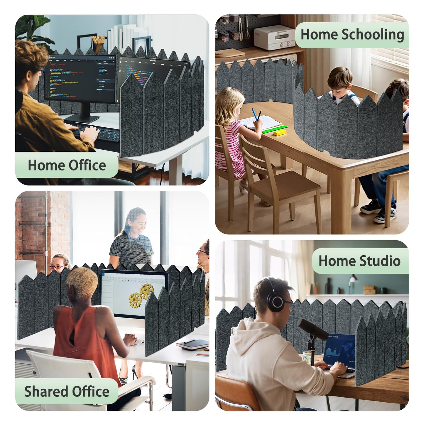 BXI Foldable Felt Desk Divider, 16.5 x 86 Inches Non-Tip Privacy Panel Partition, Versatile Cubicle Shield with Clips for Hanging Notes & Items, Acoustic Table Screen for Office Home Classroom