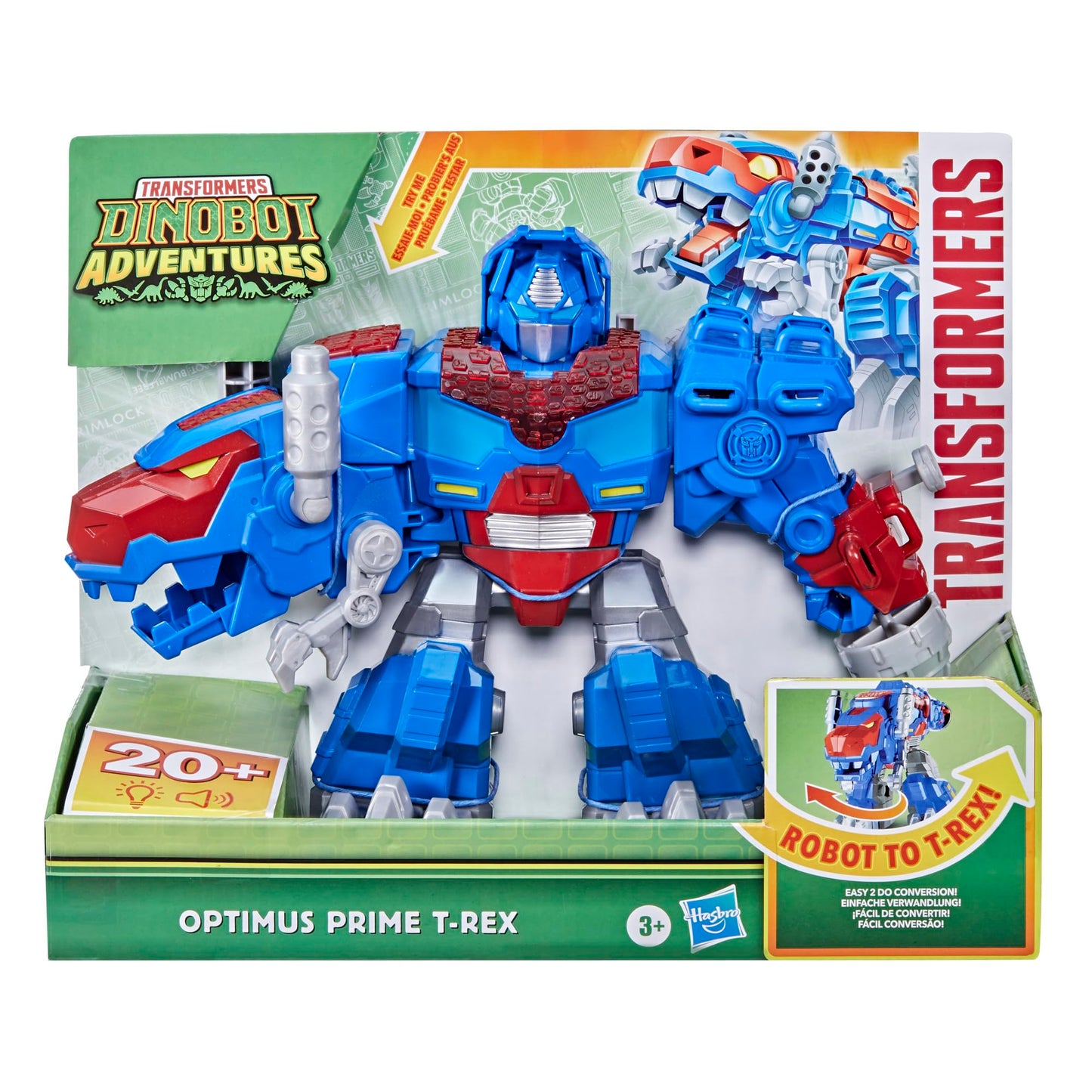 Transformers Dinobot Adventures Optimus Prime T-Rex Converting Toy with Lights and Sounds, 9+ Inch Action Figure, Ages 3 and Up (Amazon Exclusive)