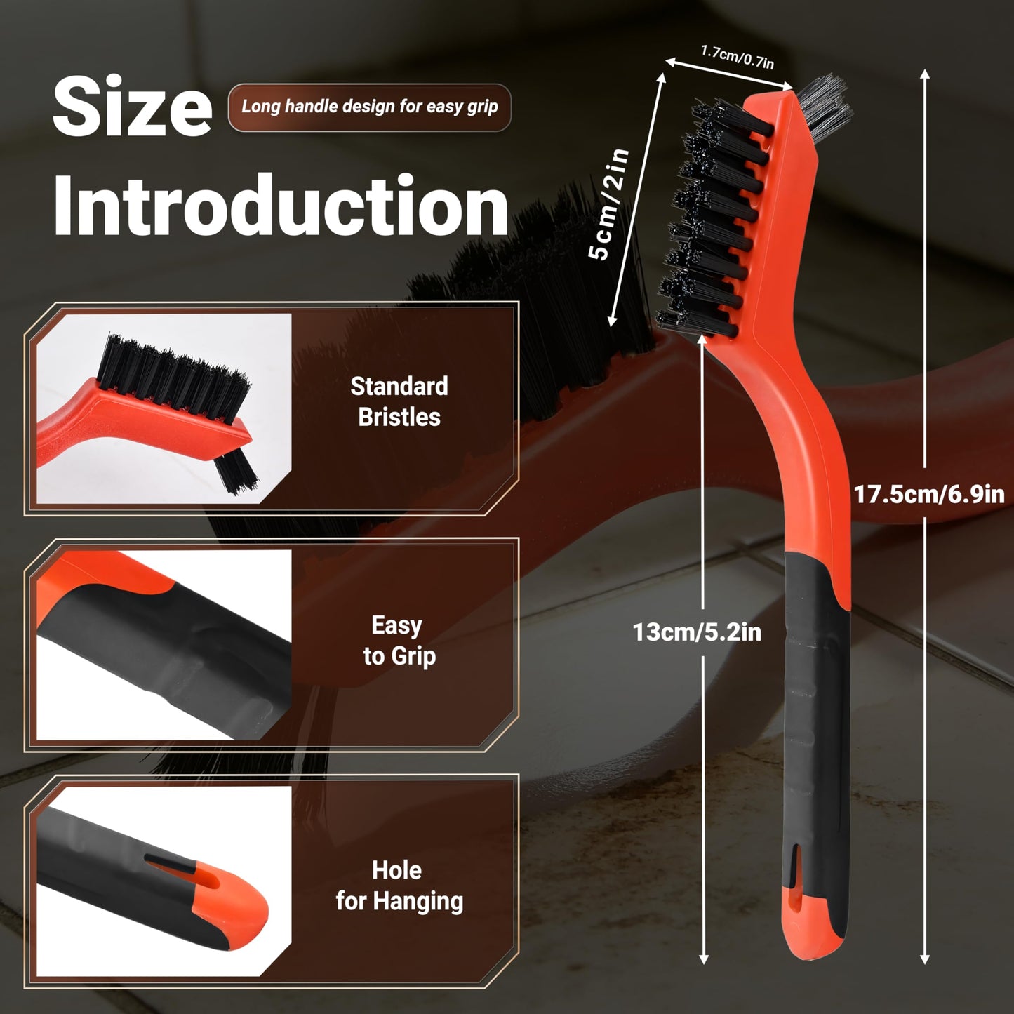 6 Pieces Nylon Brushes Set, Brushes for Cleaning Welding Slag and Rust,Scratch Brush with Mini Head & Hanging Hole for Everyday Cleaning (6, Nylon)