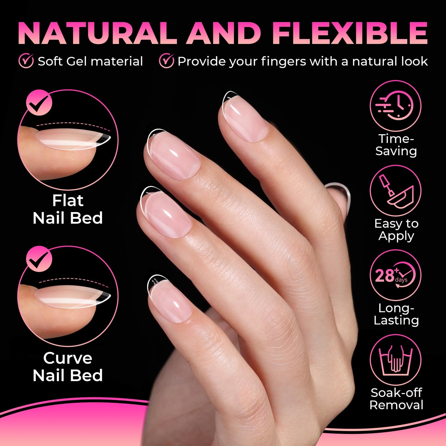 UNA GELLA Short Oval Round Nail Tips 360Pcs Pre-shaped Half Matte Oval Gel Nail Tips Full Cover Oval Round Press on Nails Clear Acrylic Fake Nails for Nail Extensions Home DIY Salon 15 Sizes