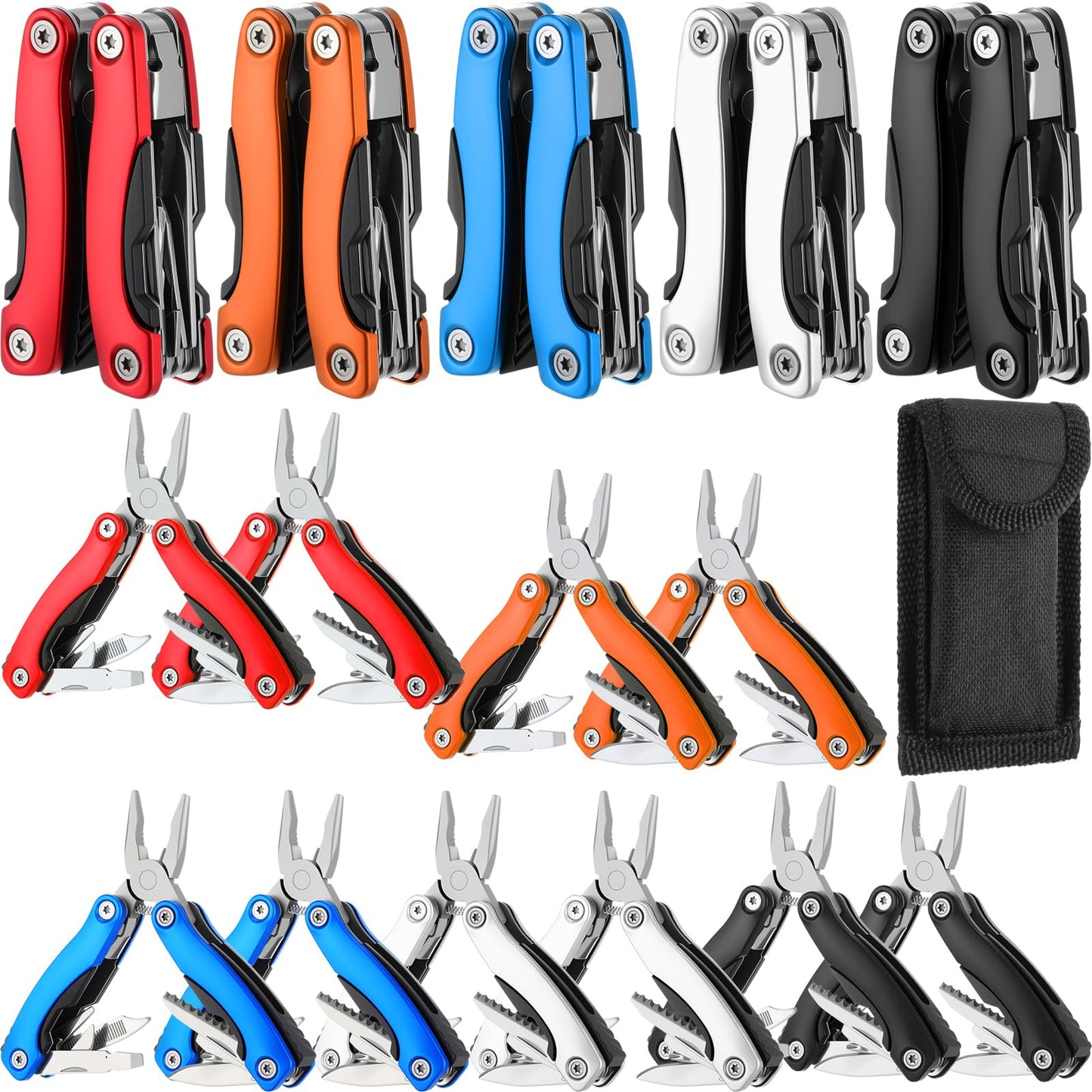 Lanties 10 Pack Mini Multi Tool Bulk Birthday Gifts for Men Him Dad Boyfriend Stocking Stuffers Small Multitool Fishing Pocket Knife for Men Camping Survival Computer Bike Gadgets, 5 Colors