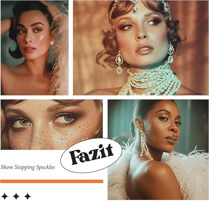 Fazit Makeup Patches - Show Stopping Speckles - Glow Up Make-Up Patches - Cute Glitter Makeup Accessories For Women - Cosmetic Glitter For Face