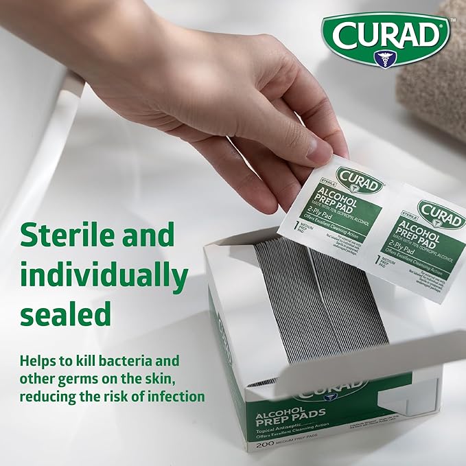 CURAD XL Alcohol Prep Pads, Extra Large 4” x 5.5”, 144 Sterile Isopropyl Alcohol Wipes Individually Wrapped, for First Aid, Cuts, and Scrapes, Large Size for Cleaning and Sanitizing, Pack of 3 Boxes