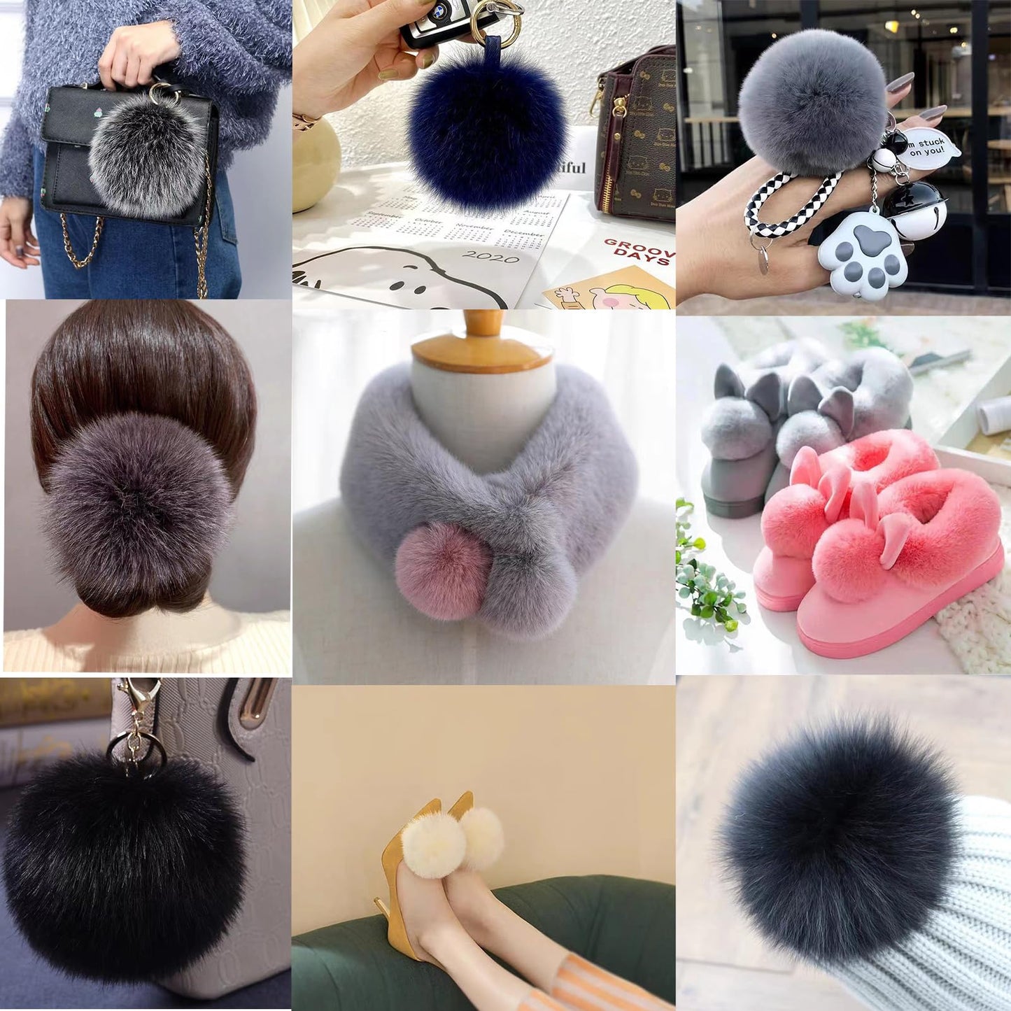 Craft Pom Pom Balls,Large Black Poms Costume Accessory, Pom pom Balls for Arts and DIY Creative Crafts Decorations,Black,3 Inches,20 Pieces.