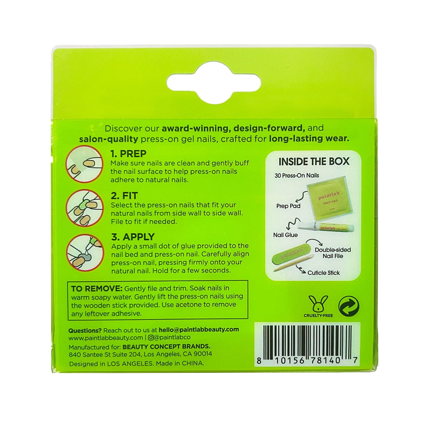 PaintLab Press On Nails - Iconic Frenchie Short Square French Tip Fake Nails, 30 Nails in 15 Sizes with Glue, Reusable Salon Quality Press On Nails
