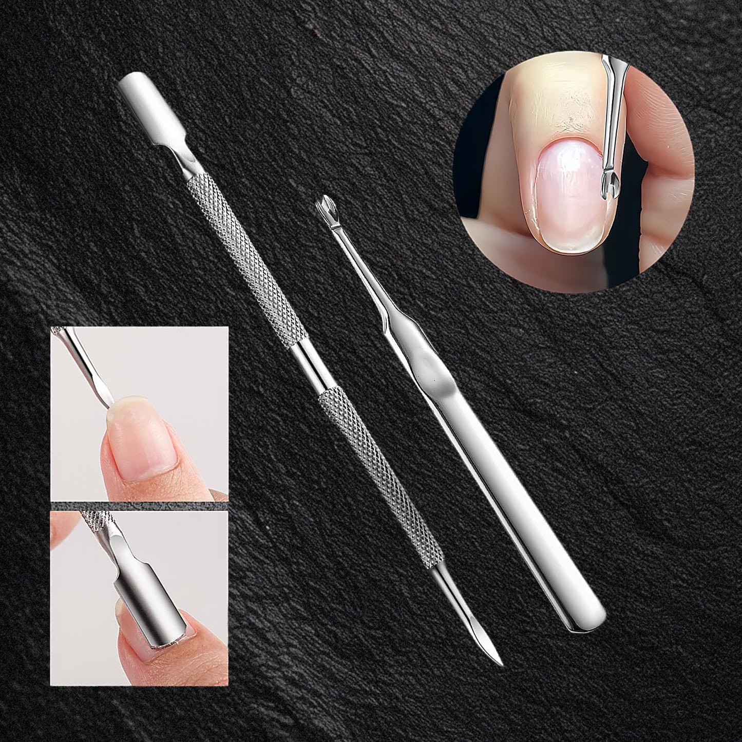 Cmetta Cuticle Nipper, Polished Coated Durable Trimmer with Pusher, Nail Clipper with Fine Edge, Comfort Grip Cuticle Cutter and Remover Tool Kit for Nail Care (Yellow+ Rose+ Pusher)