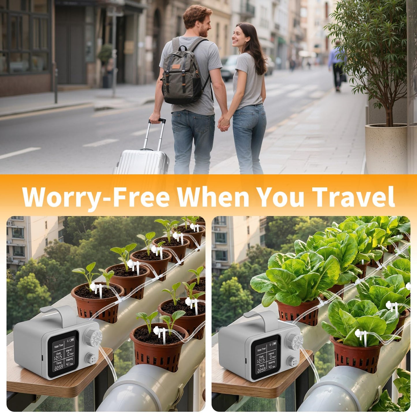 Automatic Plant Waterer Indoor Plant Watering Devices System, Self Drip Irrigation System Kit for Indoor Outdoor Garden, Adjustable Drippers, Water 15 Plants