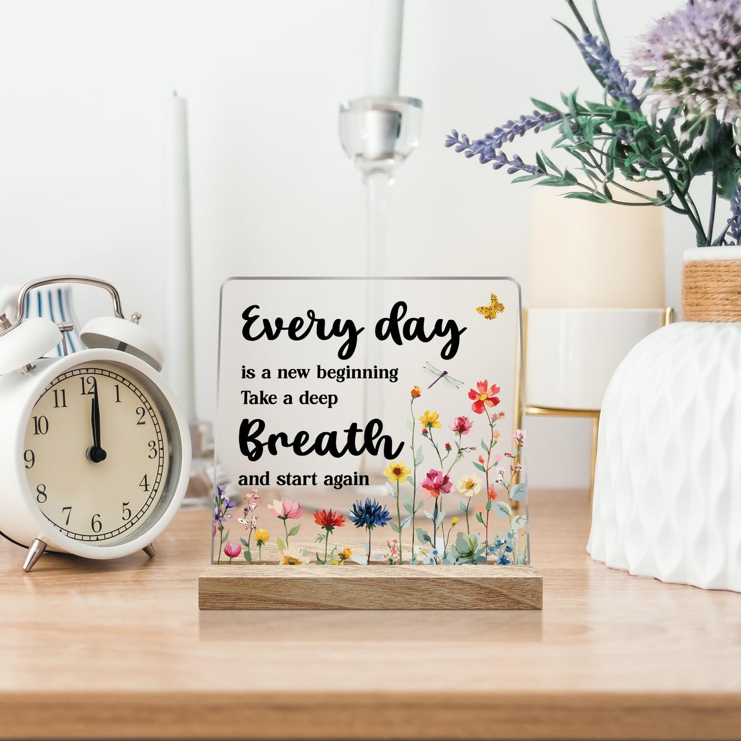 Inspirational Office Desk Decor Gifts for Women, Every day is a New Beginning Motivational Decoration for Home