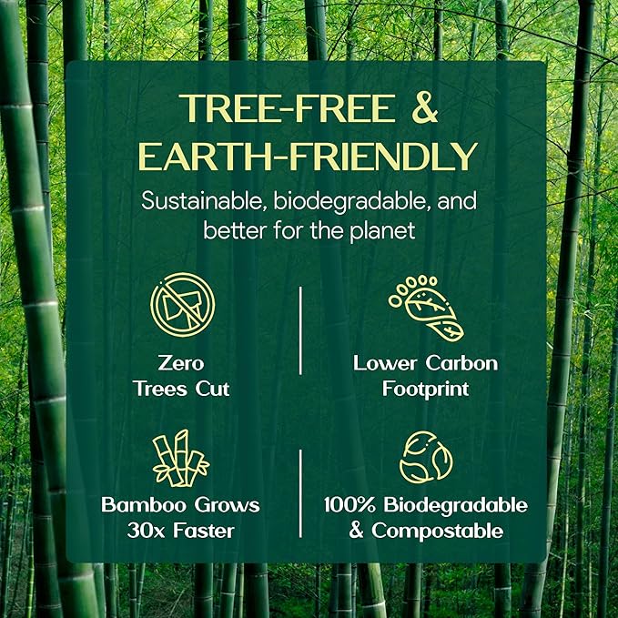 100% Bamboo Paper Towels | Lint-Free, Eco-Friendly, Tree-Free | 2-Ply Kitchen Paper Towel | Food Grade – FSC-Certified, BPA/PFAS-Free | 6 Mega Rolls – 150 Sheets/Roll | PALM NAKI