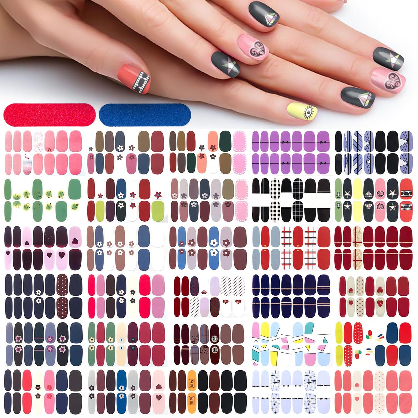 DANNEASY 30 Sheets Nail Polish Strips for Women Full Nail Wraps Gel Nail Strips Self Adhesive Nail Polish Stickers Stick On Nails Fingernails Manicure Sticker Nail Art Accessories with Nail File