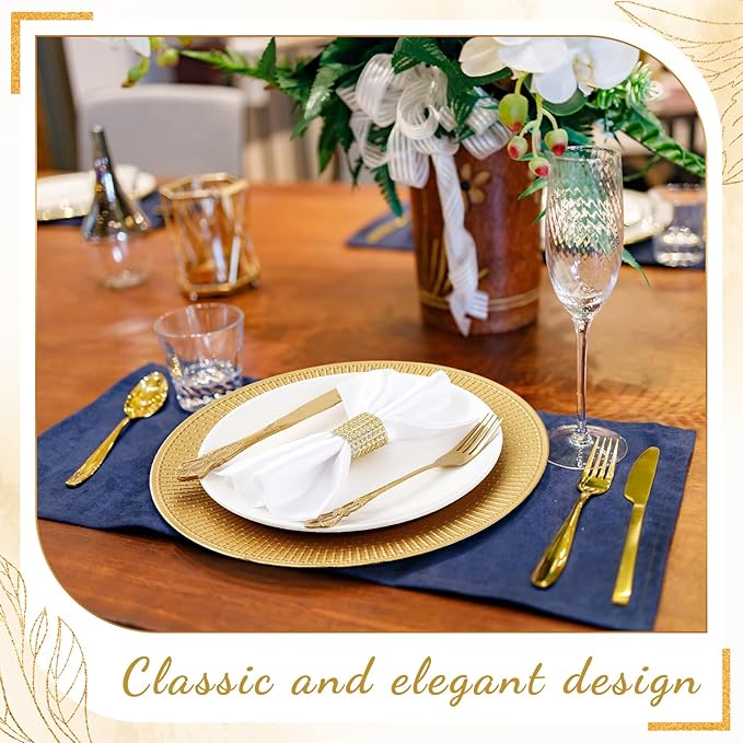 50 Pack Gold Charger Plates Bulk for Dinner Plates 13" Beaded Shaped Service Chargers Bulk, Plastic Wedding Chargers for Christmas Thanksgiving Party Wedding Birthday Anniversary