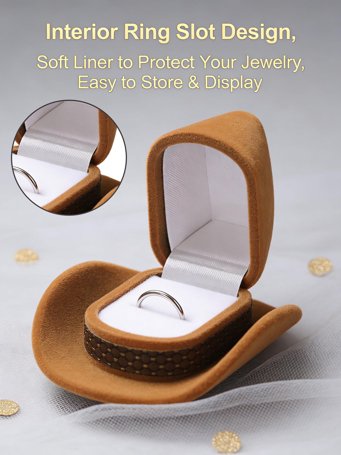 Cowboy Hat Shaped Ring Box, Creative Mini Jewelry Case, Romantic Surprise Proposal Gift Box for Engagement, Valentine's Day & Anniversary, Portable Small Ring Holder
