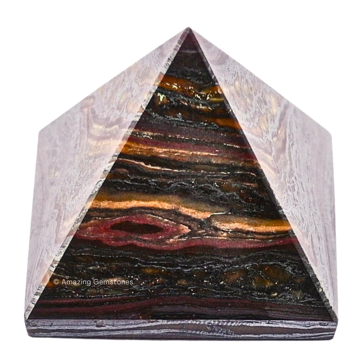 Amazing Gemstone Iron Tiger Eye Pyramid Crystal Healing Stones - 1.5" Great Pyramid Figurine of Natural Stone Pyramid for Meditation, Reiki, Chakra Balancing and Crystal Pyramids Grid
