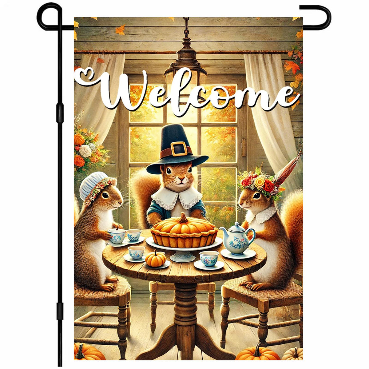 BlissYard Hello Fall Garden Flag 12x18Inch Calf Pumpkins Decor