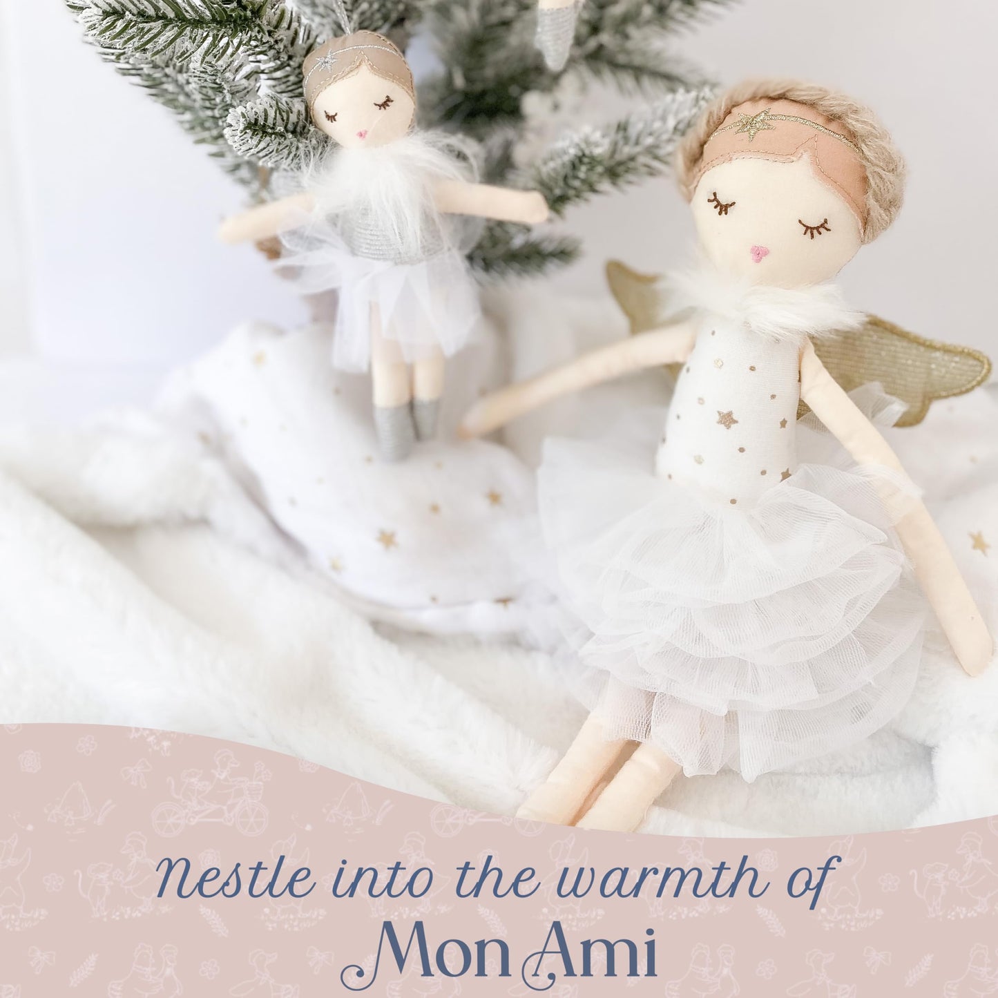 MON AMI Adele Small White Angel Stuffed Doll – 15”, Soft & Cuddly Plush Doll, Use as Toy or Room Decor, Great Gift for Kids of All Ages