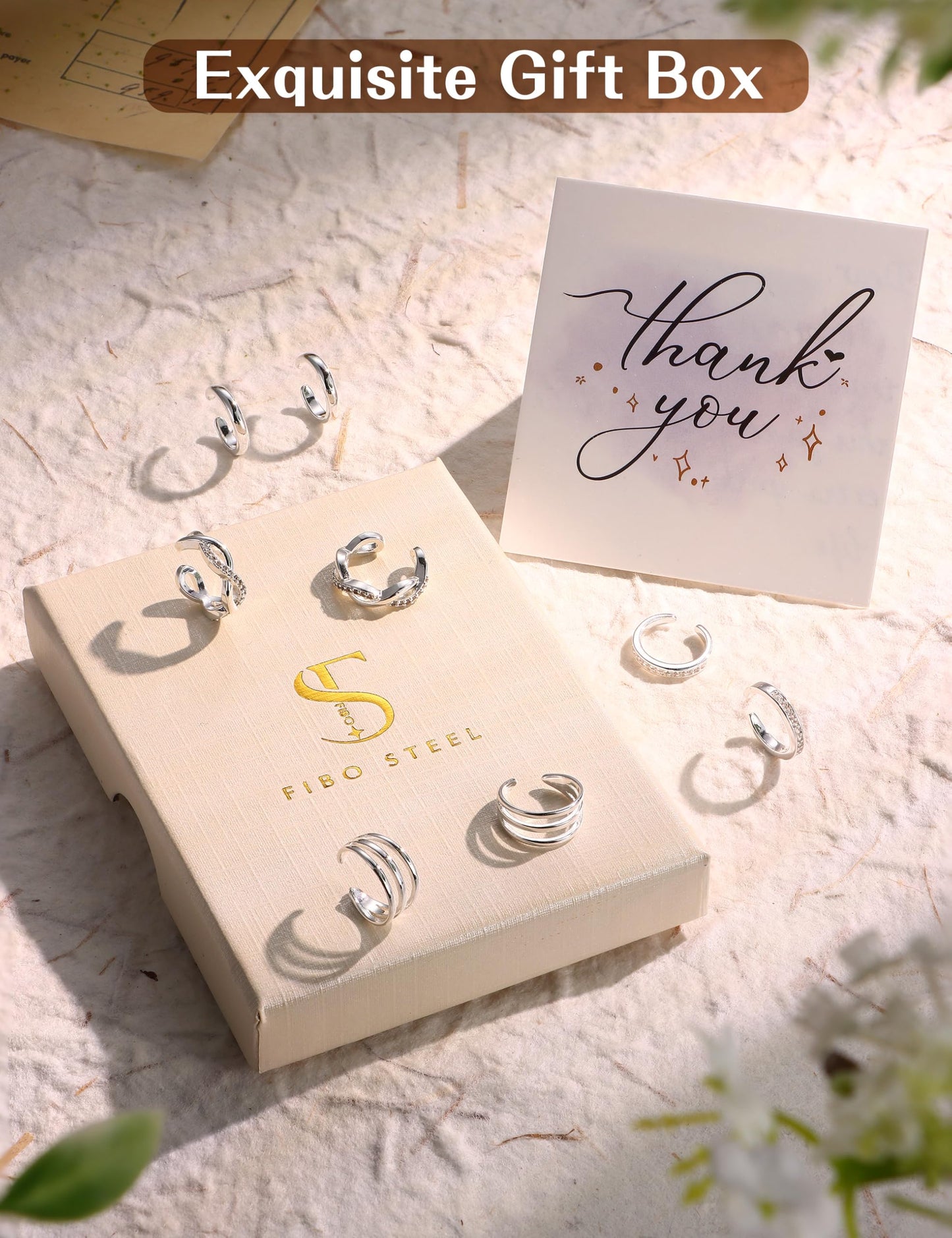 4 Pairs Ear Cuffs Non Piercing - Silver Plated Ear Cuffs Earrings for Women Trendy Ear Cuff for Non Pierced Ears Clip On Carrtilage Earring Lightweight Adjustable Fake Earrings Set Classic