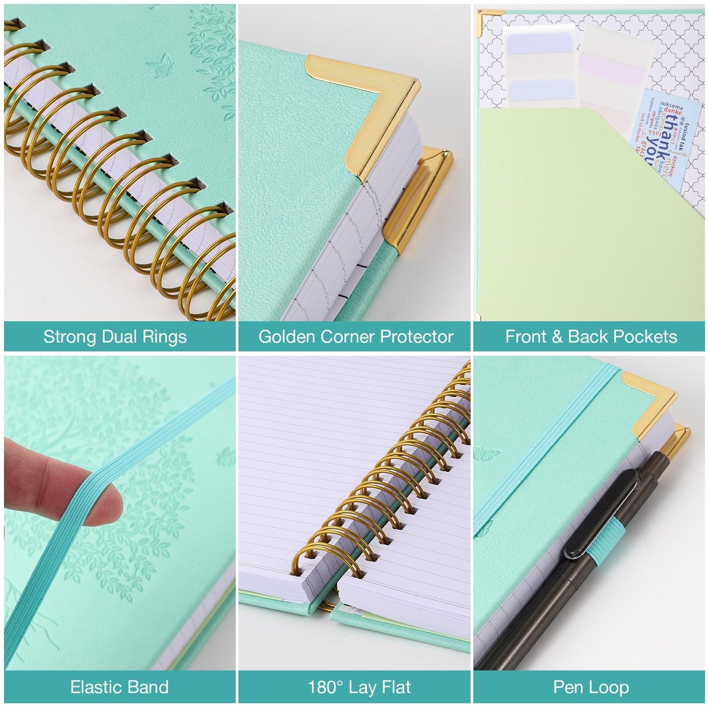 Graph Paper Notebook, 8.5” x 11” Graphing Notebook, 300 Pages, Large Hardcover Grid Notebook Journal, Graph Paper Spiral Notebook with Thick Paper, Pockets for School and Office Supplies, Purple