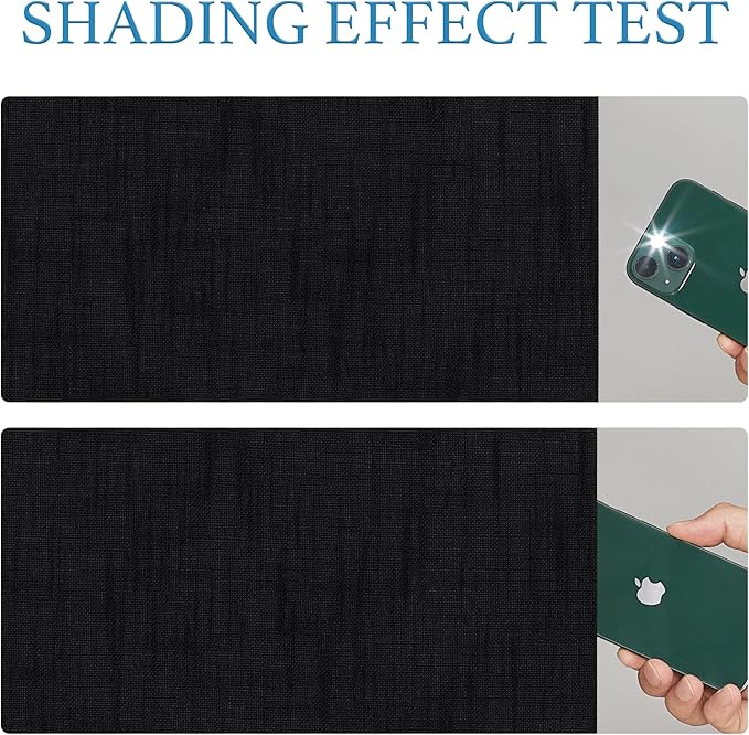 RYB HOME 100% Blackout Door Curtains, Linen Textured Privacy Shades for Classroom French/Nana Door Entrance Way, W 26 x L 69 inches, Textured Black, 1 Panel